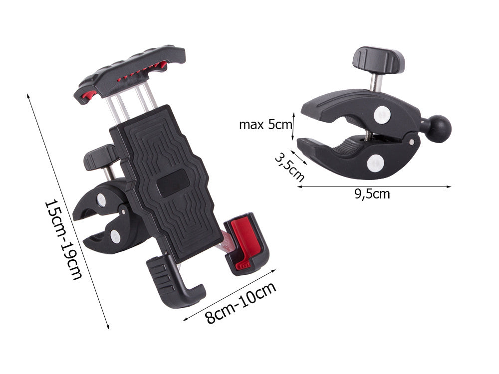 Nuo smūgių apsaugotas dviračio vairo telefono laikiklis