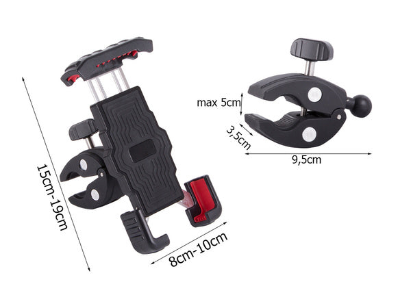 Nuo smūgių apsaugotas dviračio vairo telefono laikiklis