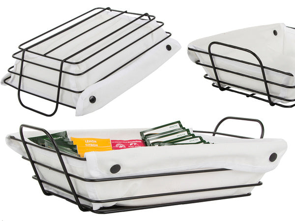 Palėpės metalinis vielos krepšelis virtuvėje vaisiams duonai su pamušalu