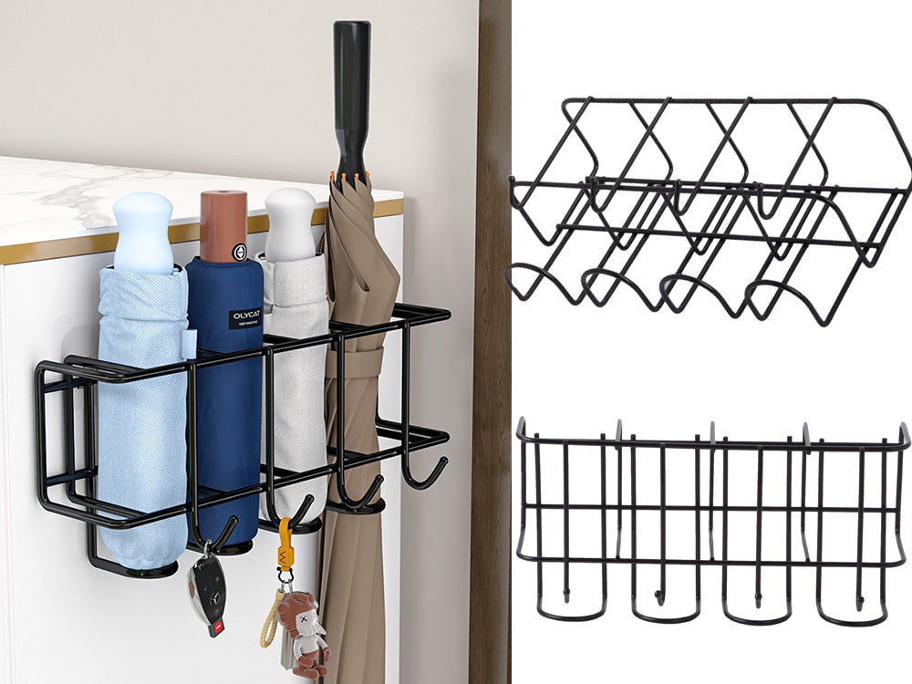 Metalinis laikiklis 4 skėčiams su 4 kabliukais metalinis organizatorius