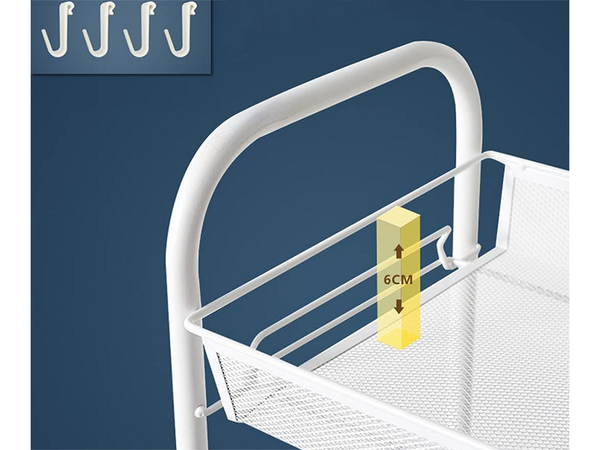 Vonios lentyna virtuvės spintelė ant ratukų metalinis stovas trijų lygių 3