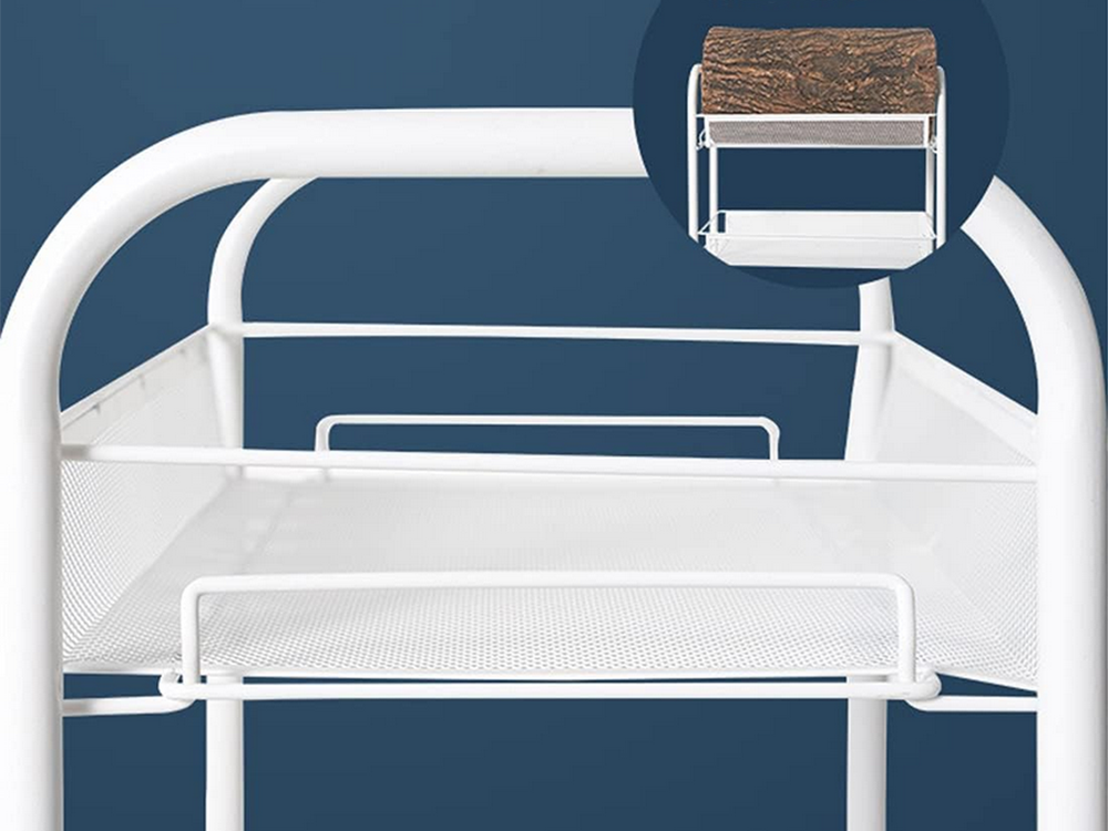 Vonios lentyna virtuvės spintelė ant ratukų metalinis stovas trijų lygių 3