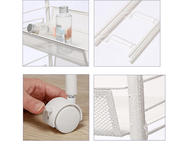 Vonios lentyna virtuvės spintelė ant ratukų metalinis stovas trijų lygių 3