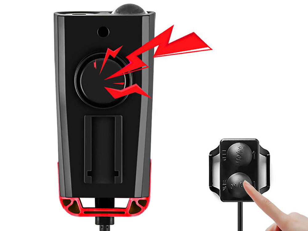 Priekinis galinis vadovaujamas dviračių žibintas belaidis skaitiklis garsus ragas 3in1, Raudona, Szín, Piros