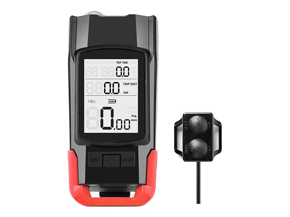 Priekinis galinis vadovaujamas dviračių žibintas belaidis skaitiklis garsus ragas 3in1, Raudona, Szín, Piros