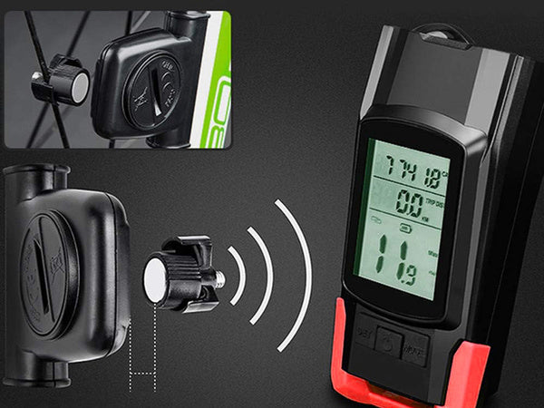 Priekinis galinis vadovaujamas dviračių žibintas belaidis skaitiklis garsus ragas 3in1, Raudona, Szín, Piros