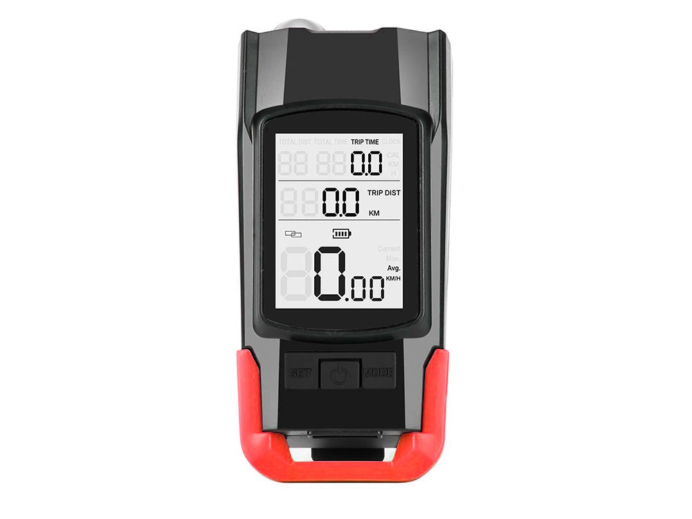 Priekinis galinis vadovaujamas dviračių žibintas belaidis skaitiklis garsus ragas 3in1, Raudona, Szín, Piros