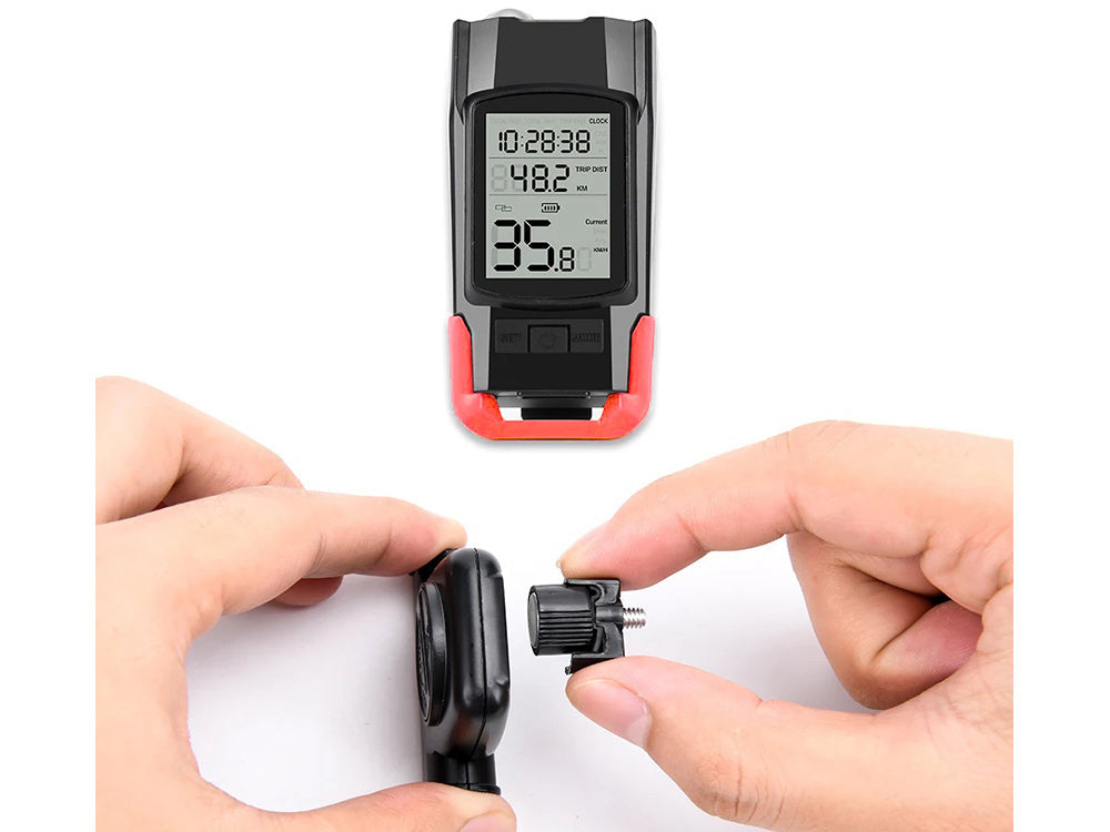 Priekinis galinis vadovaujamas dviračių žibintas belaidis skaitiklis garsus ragas 3in1, Raudona, Szín, Piros