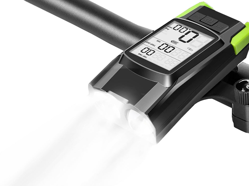 Priekinis galinis vadovaujamas dviračių žibintas belaidis skaitiklis garsus ragas 3in1, Žalia, Szín, Zöld