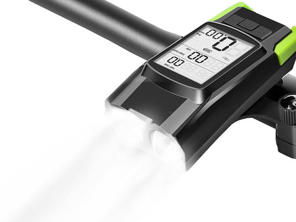 Priekinis galinis vadovaujamas dviračių žibintas belaidis skaitiklis garsus ragas 3in1, Žalia, Szín, Zöld