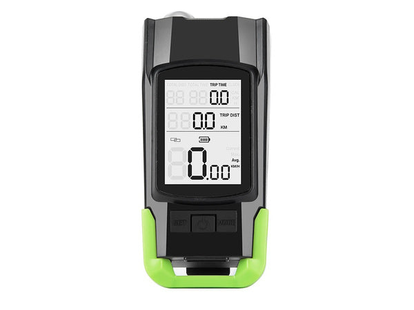 Priekinis galinis vadovaujamas dviračių žibintas belaidis skaitiklis garsus ragas 3in1, Žalia, Szín, Zöld