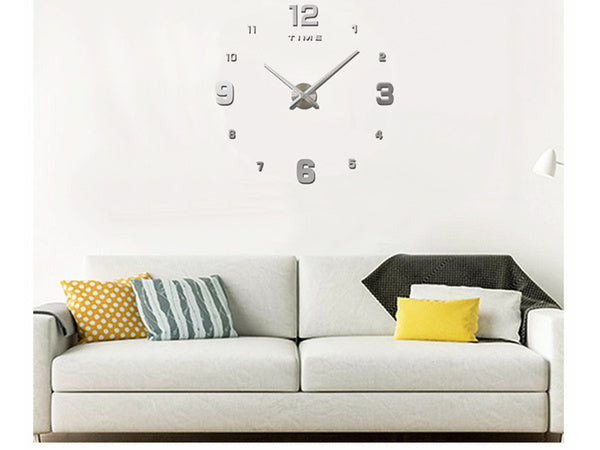 Sieninis laikrodis 3d lipdukas sieninis laikrodis xxl didelis 130 cm lipdukas tylus, Sidabras, Szín, Ezüst