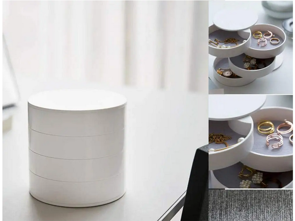 Papuošalų dėžutės organizatoriaus apvali ištraukiama dėžutė, Baltas, Szín, Fehér