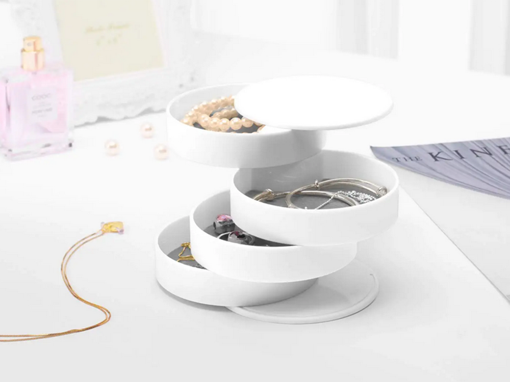 Papuošalų dėžutės organizatoriaus apvali ištraukiama dėžutė, Baltas, Szín, Fehér