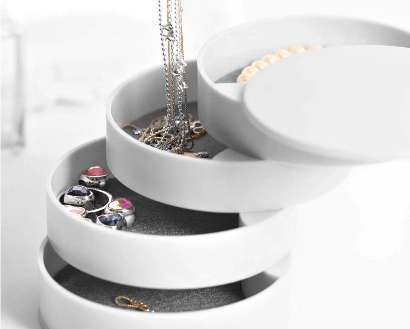 Papuošalų dėžutės organizatoriaus apvali ištraukiama dėžutė, Baltas, Szín, Fehér