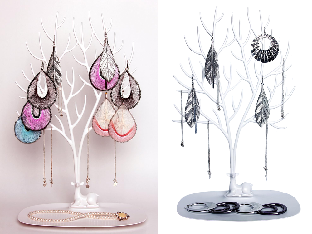 Juvelyrinių dirbinių stovas apyrankės auskarai auskarai organizatorius elnias medis ekranas, Baltas, Szín, Fehér