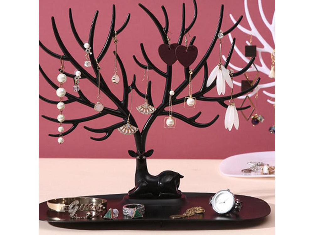 Juvelyrinių dirbinių stovas apyrankės auskarai auskarai organizatorius elnias medis ekranas, Juoda, Szín, Fekete