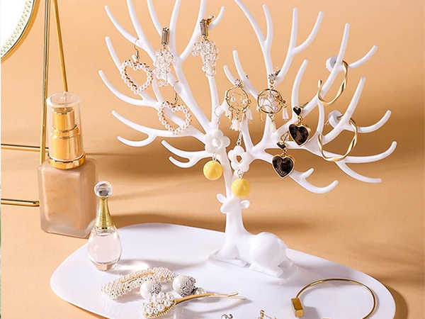 Juvelyrinių dirbinių stovas apyrankės auskarai auskarai organizatorius elnias medis ekranas, Baltas, Szín, Fehér