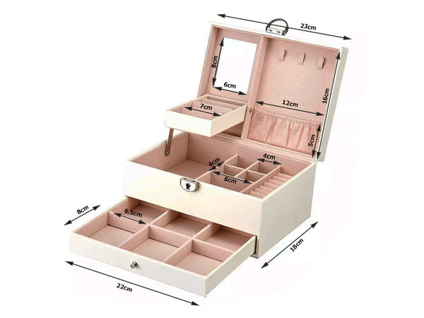 Papuošalų dėžutė organizatoriaus dėžutė veidrodžio dėžutė erdvi dėžutė, Baltas, Szín, Fehér
