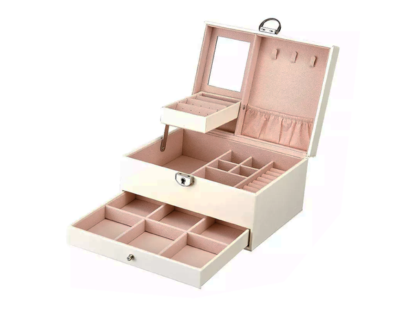 Papuošalų dėžutė organizatoriaus dėžutė veidrodžio dėžutė erdvi dėžutė, Baltas, Szín, Fehér