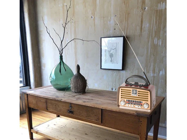 Retro virtuvės mobilusis radijas fm am bluetooth usb įkraunama antena