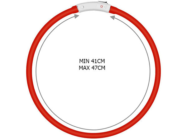 Led šviesos švytintuvas šuns ir katėms vandeniui atsparus reguliuojamas 47cm usb, Raudona, Szín, Piros