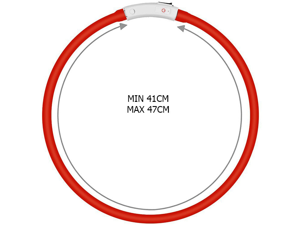 Led šviesos švytintuvas šuns ir katėms vandeniui atsparus reguliuojamas 47cm usb, Raudona, Szín, Piros