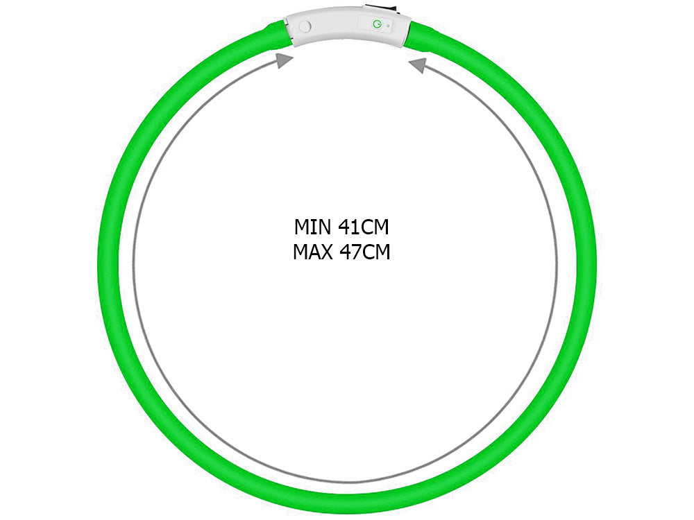 Led šviesos švytintuvas šuns ir katėms vandeniui atsparus reguliuojamas 47cm usb, Žalia, Szín, Zöld
