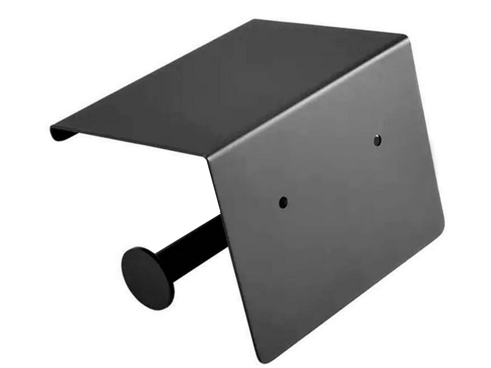 Tualetinio popieriaus laikiklis su telefono lentyna juodas palėpės wc plienas