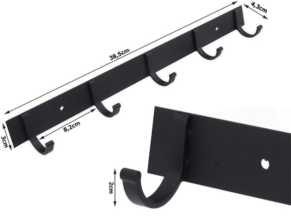 Sieninis drabužių stovas prieškambario vonios kambariui 5 kabliukai