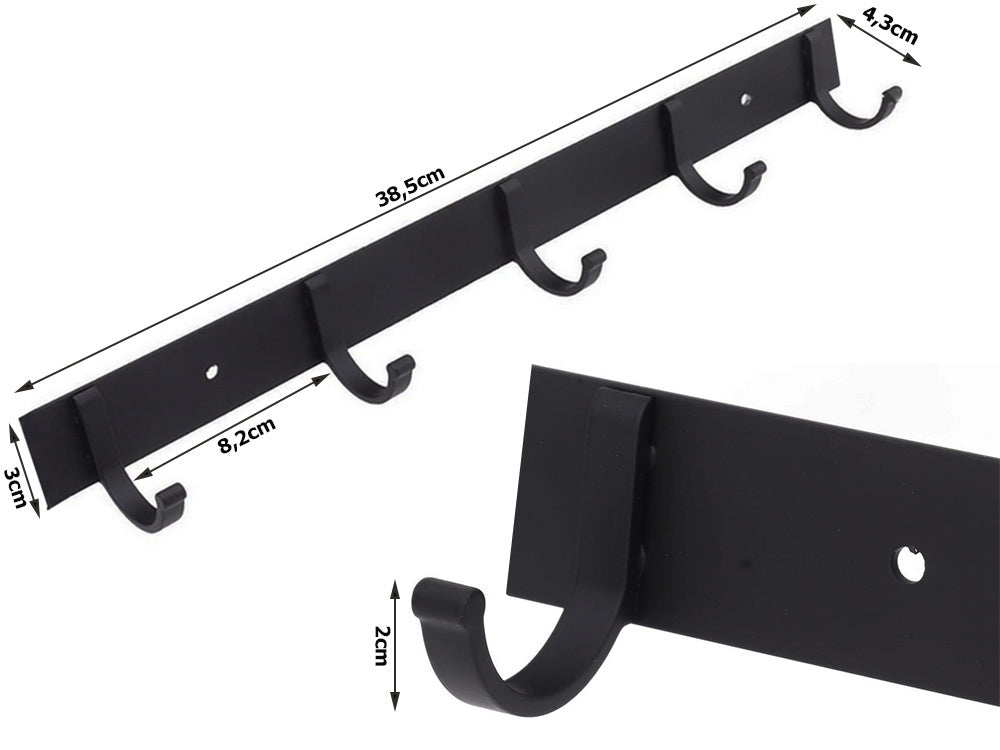 Sieninis drabužių stovas prieškambario vonios kambariui 5 kabliukai