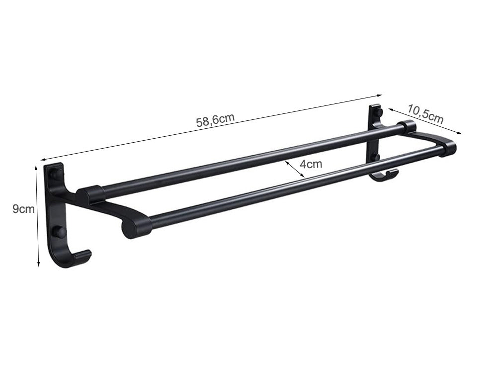 Rankšluosčių džiovintuvas vonios rankšluosčių laikiklis dvigubas sieninis kablys džiovintuvas