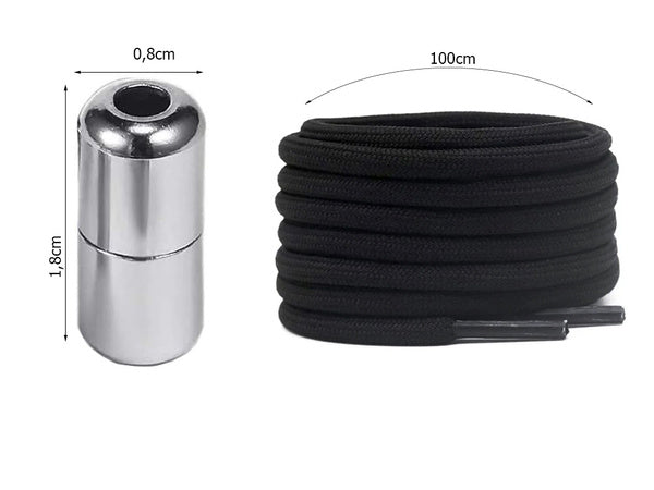 Batų raišteliai be surišimo avalynei elastingi guminiai raišteliai 100 cm, Juoda, Szín, Fekete