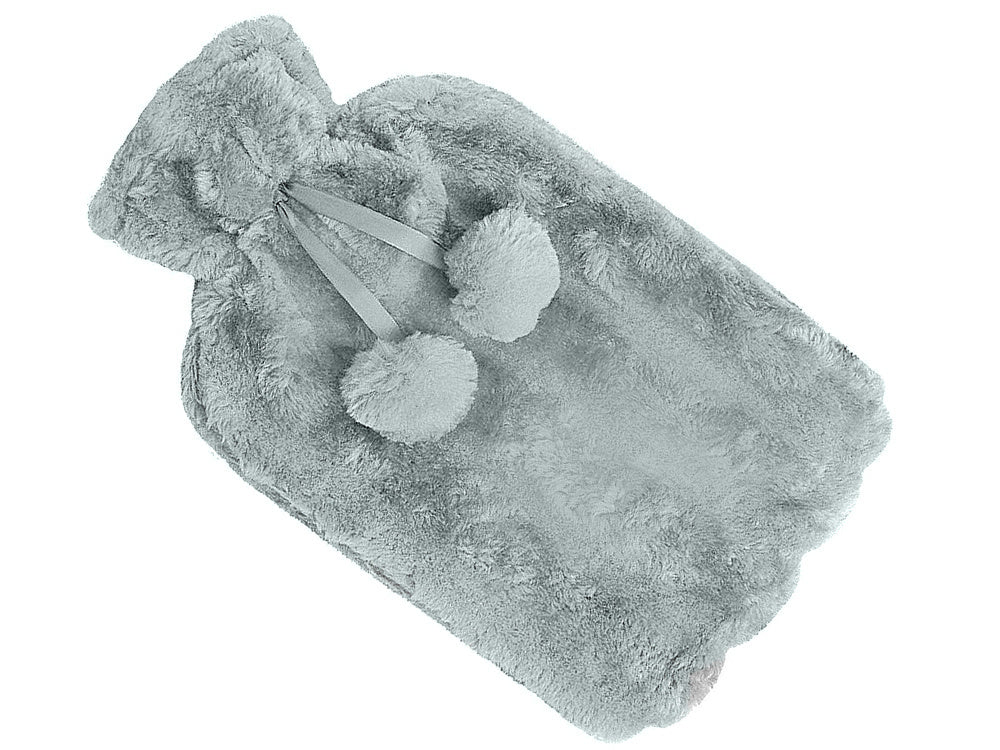 Pliušinis guminis termoforas su dideliu minkšto kailio dangčiu, Pilka, Szín, Szürke