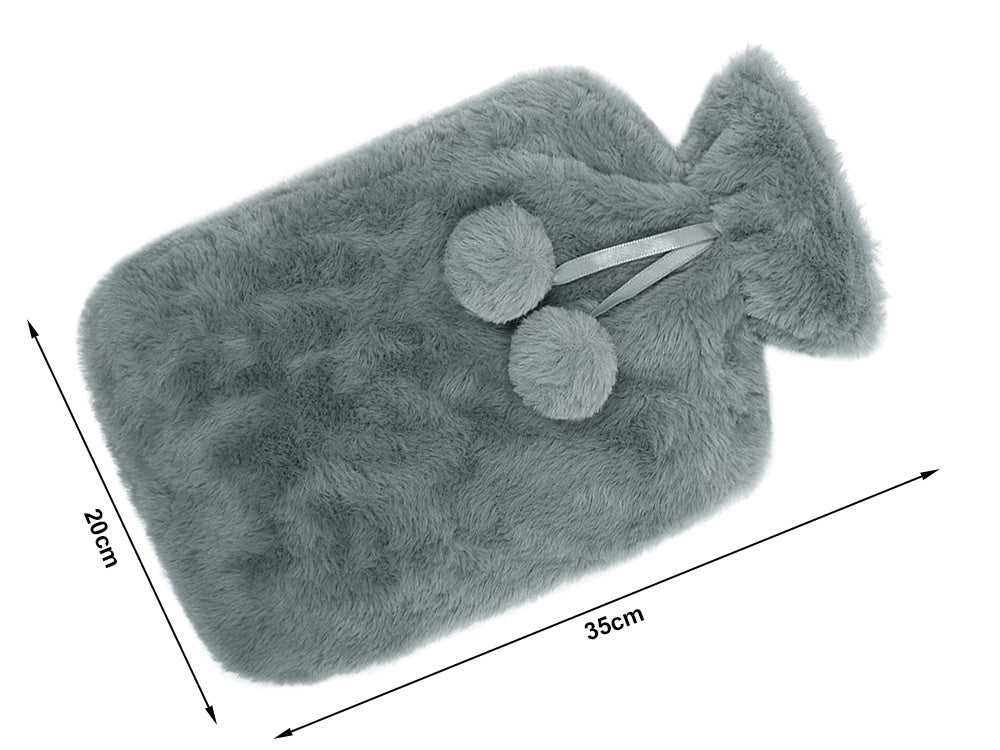 Pliušinis guminis termoforas su dideliu minkšto kailio dangčiu, Pilka, Szín, Szürke