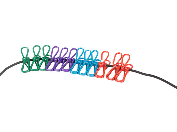 Elastinė skalbinių linija 12 spaustukų skalbinių spaustukai turistiniai