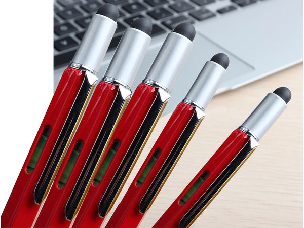 Daugiafunkcinis rašiklis atsuktuvas daugiafunkcinis įrankis 6in1 gulsčiukas, Raudona, Szín, Piros