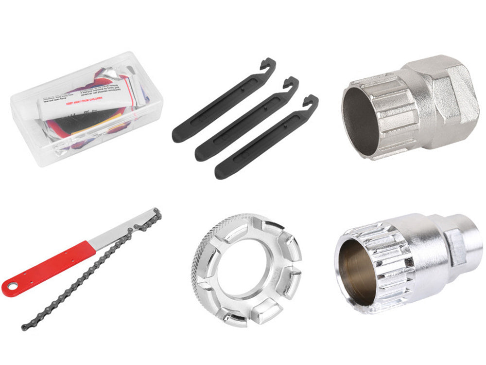 Dviračių įrankių rinkinys 44 vnt. Įrankių dėžutė