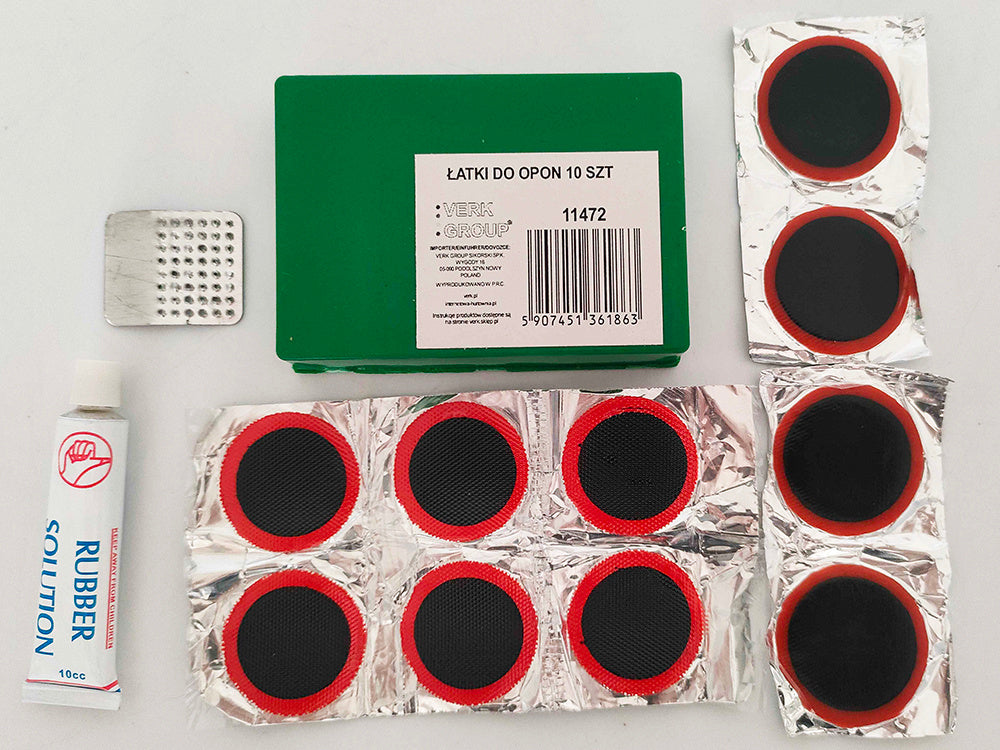 Dviračių padangų taisymo rinkinys bike rates multi-use klijai vamzdžiams 10vnt.