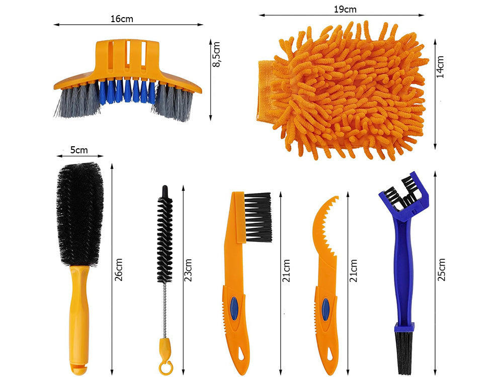 7-in-1 dviračių valymo ir priežiūros rinkinys padangų grandinės šepetys