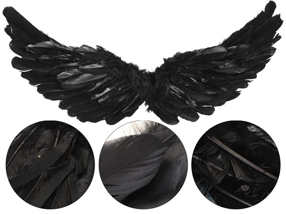 Plunksniniai angelo sparnai juodi pasakos kostiumas cosplay halloween persirengimas