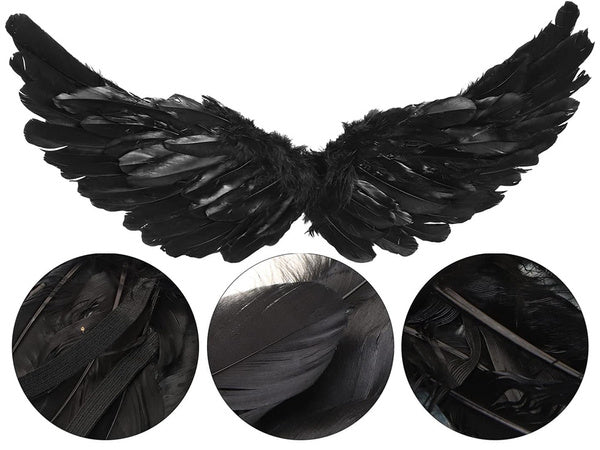 Plunksniniai angelo sparnai juodi pasakos kostiumas cosplay halloween persirengimas