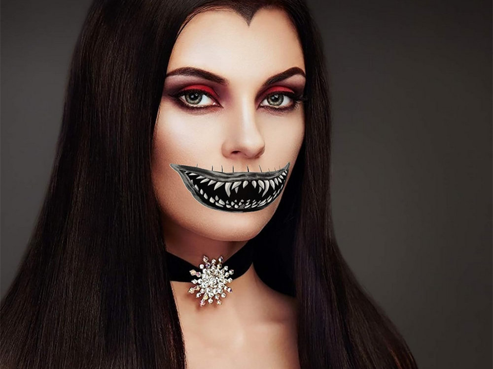 Tatuiruotė helovino netikri dantys realistiški plaunami laikini užmaskuoti