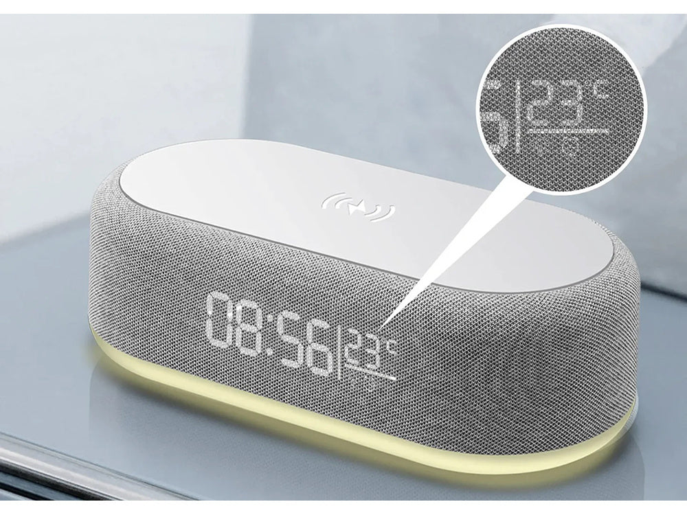 Skaitmeninis žadintuvas elektroninis termometras indukcinis įkroviklis žadintuvas 2in1