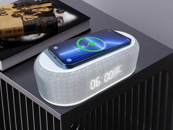 Skaitmeninis žadintuvas elektroninis termometras indukcinis įkroviklis žadintuvas 2in1