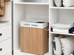 Bambukinis skalbinių krepšys 2 skyrių laisvai pastatomas organizatorius konteinerio dangtis