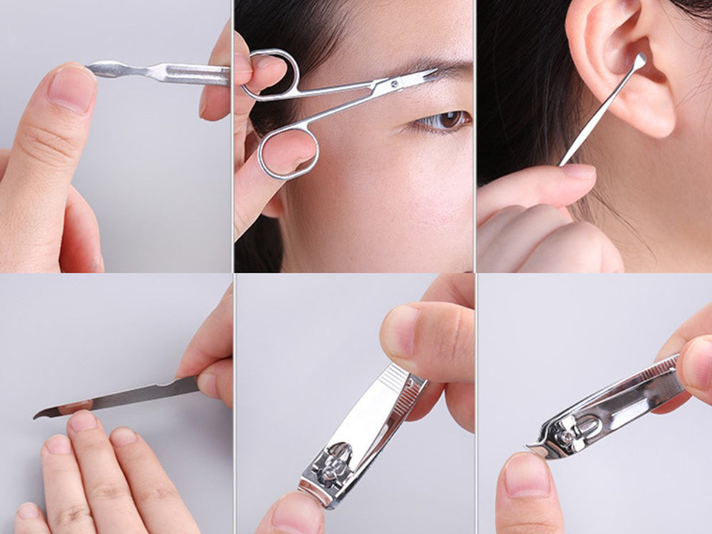 Nagų dailės rinkinys manikiūro pedikiūro dėklas nagų žnyplės 7 vnt.