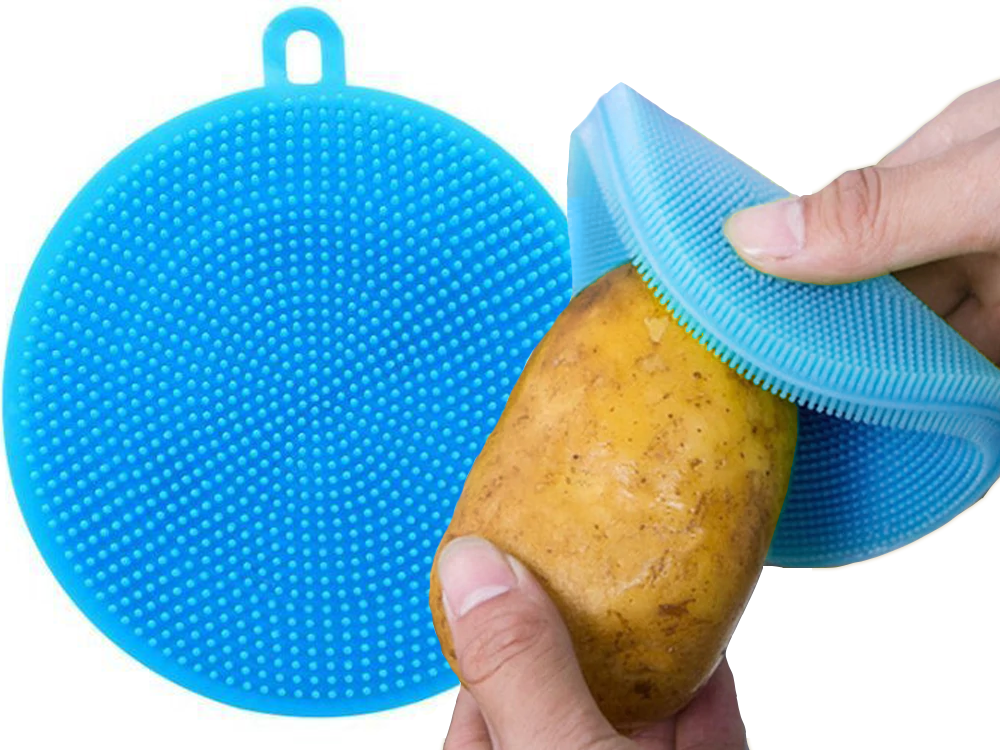 Silikoninė plovimo kempinėlė šveitimo šepetėlis daržovių šveitimo šepetėlis, Mėlyna, Szín, Kék