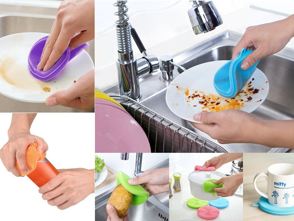 Silikoninė plovimo kempinėlė šveitimo šepetėlis daržovių šveitimo šepetėlis, Mėlyna, Szín, Kék