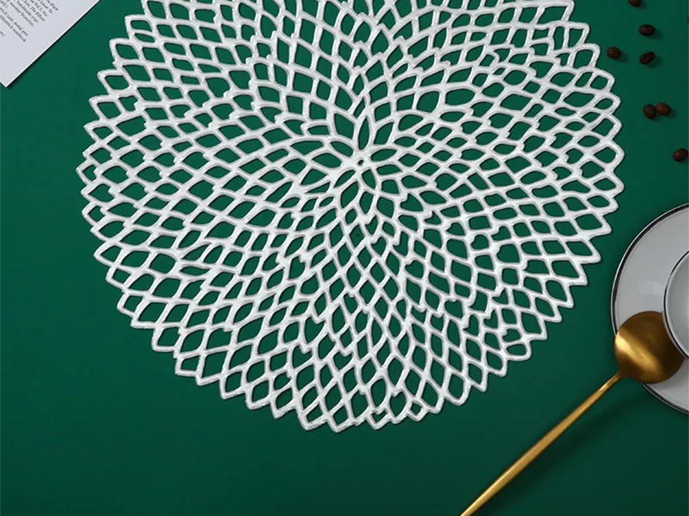 Apvalus virtuvės stalo kilimėlis ažūrinis dekoratyvinis stalo kilimėlis, Sidabras, Szín, Ezüst